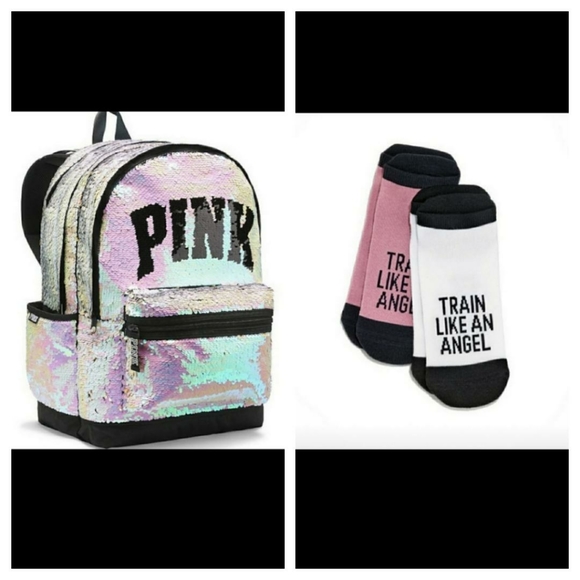 PINK Victoria's Secret Handbags - PINK VICTORIA'S SECRET CAMPUS BACKPACK + VS SOCKS